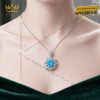 Dây chuyền vàng trắng Au750 đính kim và đá Topaz