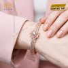 Lắc tay vàng hồng Au750 đính kim cương