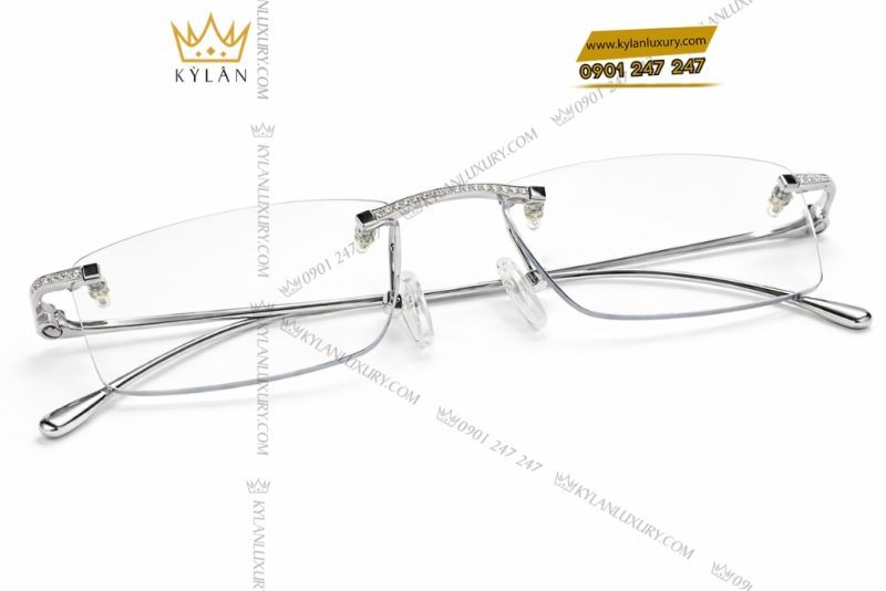 Mắt kính vàng trắng Au750 đính kim cương