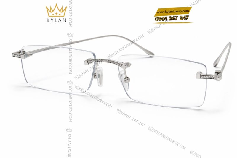 Mắt kính vàng trắng Au750 đính kim cương