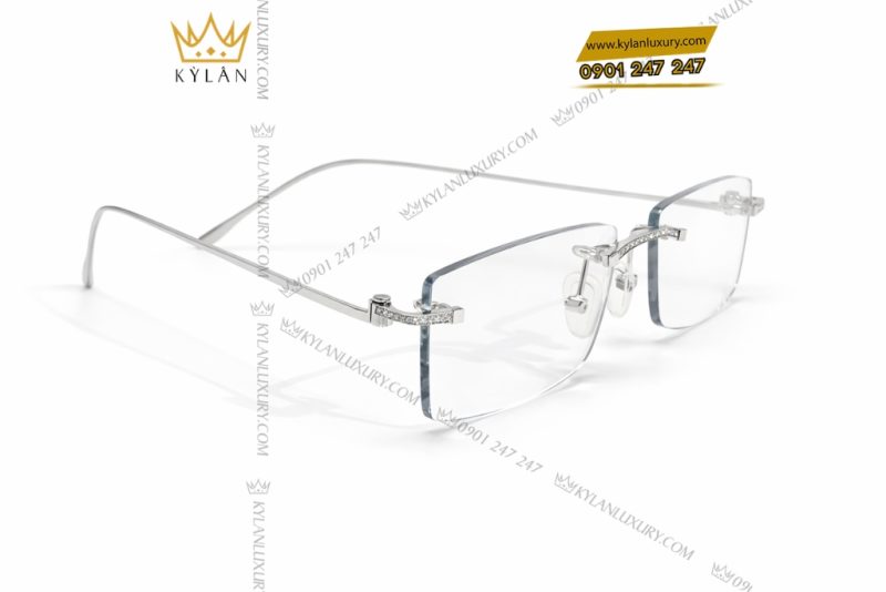 Mắt kính vàng trắng Au750 đính kim cương