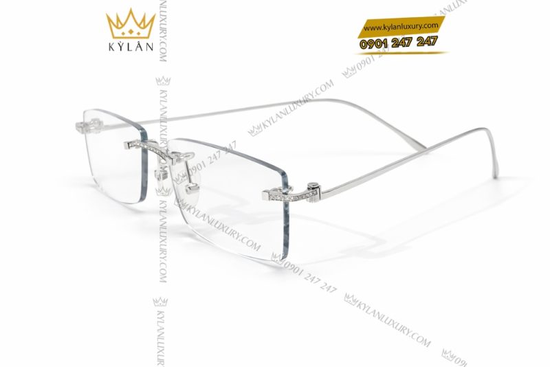 Mắt kính vàng trắng Au750 đính kim cương