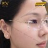 Mắt kính vàng trắng Au750 đính kim cương