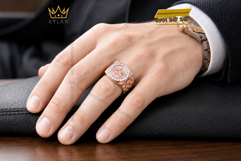 Nhẫn Kỳ Lân Crown vàng hồng Au750 đính kim cương 6 Nhẫn Kỳ Lân Crown vàng hồng Au750 đính kim cương