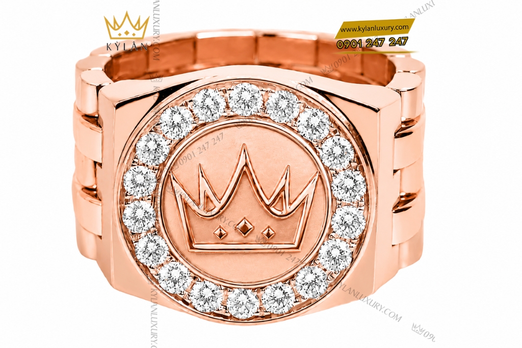 Nhẫn Kỳ Lân Crown vàng hồng Au750 đính kim cương 3 Nhẫn Kỳ Lân Crown vàng hồng Au750 đính kim cương