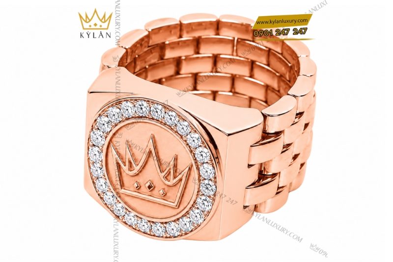 Nhẫn Kỳ Lân Crown vàng hồng Au750 đính kim cương