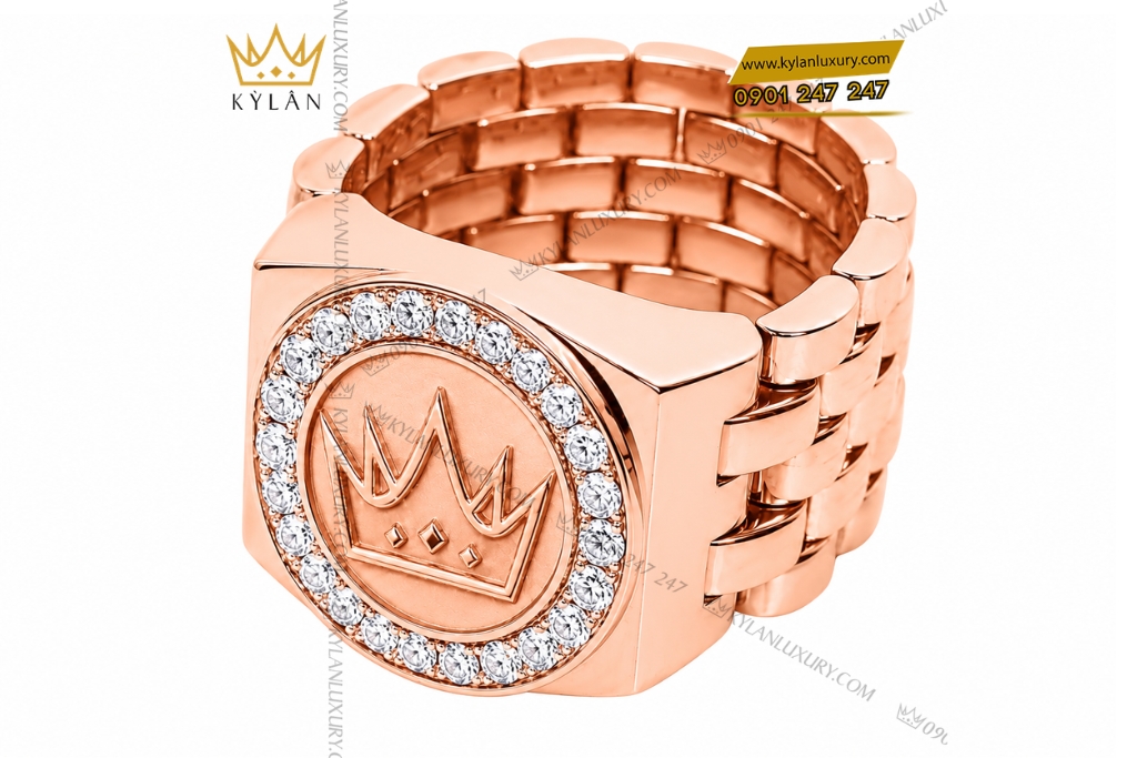 Nhẫn Kỳ Lân Crown vàng hồng Au750 đính kim cương 5 Nhẫn Kỳ Lân Crown vàng hồng Au750 đính kim cương