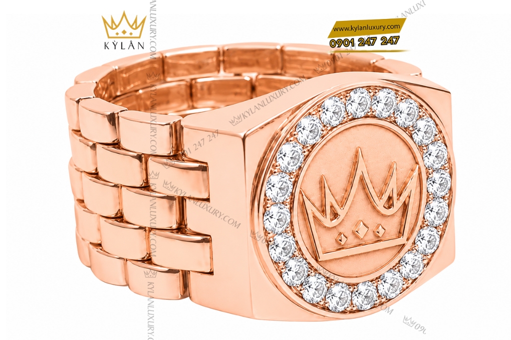 Nhẫn Kỳ Lân Crown vàng hồng Au750 đính kim cương 2 Nhẫn Kỳ Lân Crown vàng hồng Au750 đính kim cương
