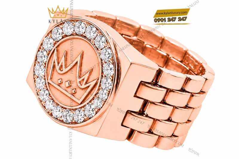 Nhẫn Kỳ Lân Crown vàng hồng Au750 đính kim cương