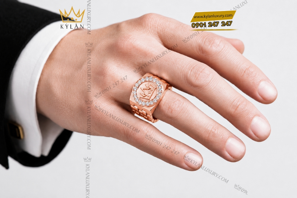 Nhẫn Kỳ Lân Crown vàng hồng Au750 đính kim cương 4 Nhẫn Kỳ Lân Crown vàng hồng Au750 đính kim cương
