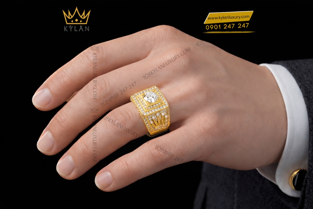 Nhẫn Rolex vàng vàng Au750 đính kim cương