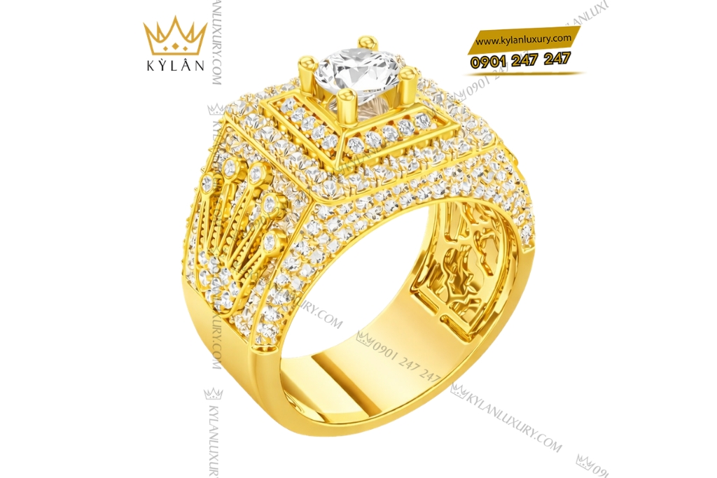 Kỳ Lân Luxury Nhan Rolex vang vang Au750 dinh kim cuong 3 Nhẫn Rolex vàng vàng Au750 đính kim cương