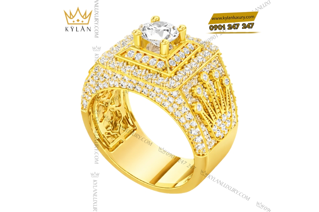 Kỳ Lân Luxury Nhan Rolex vang vang Au750 dinh kim cuong 5 Nhẫn Rolex vàng vàng Au750 đính kim cương