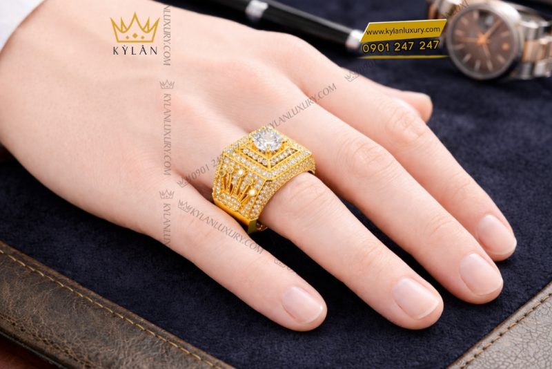 Nhẫn Rolex vàng vàng Au750 đính kim cương