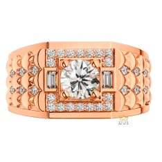 Nhẫn nam vàng hồng Au750 đính kim cương