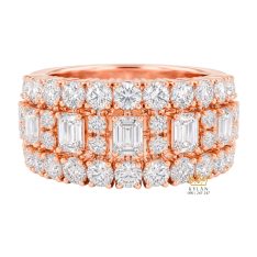 Nhẫn nam vàng hồng Au750 đính kim cương