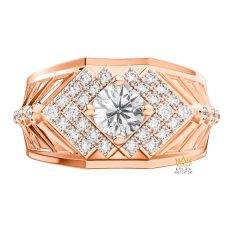 Nhẫn nam vàng hồng Au750 đính kim cương