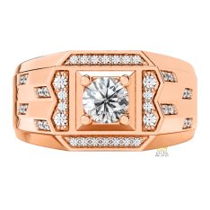 Nhẫn nam vàng hồng Au750 đính kim cương