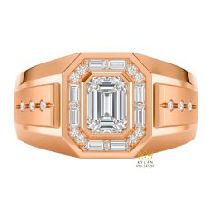 Nhẫn nam vàng hồng Au750 đính kim cương