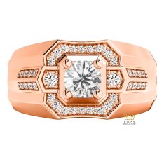 Nhẫn nam vàng hồng Au750 đính kim cương