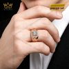 Nhẫn nam vàng hồng Au750 đính kim cương