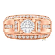 Nhẫn nam vàng hồng Au750 đính kim cương