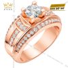 Nhẫn nam vàng hồng Au750 đính kim cương