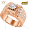 Nhẫn nam vàng hồng Au750 đính kim cương