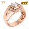 Nhẫn nam vàng hồng Au750 đính kim cương