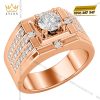 Nhẫn nam vàng hồng Au750 đính kim cương
