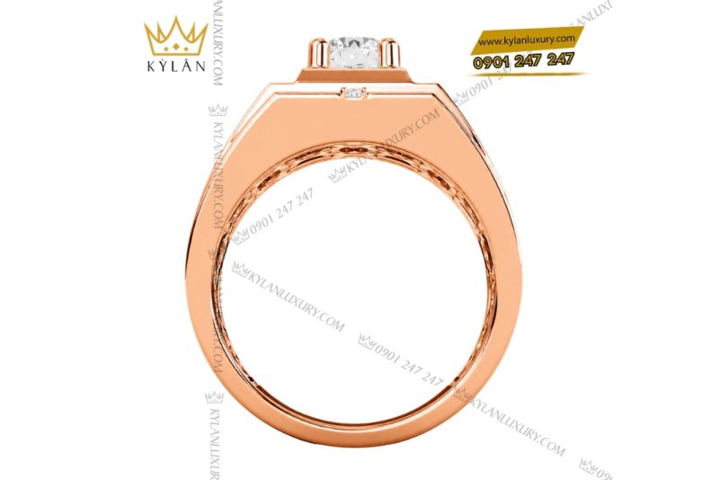 Nhẫn nam vàng hồng Au750 đính kim cương