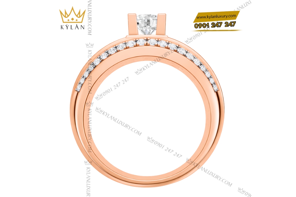 Nhẫn nam vàng hồng Au750 đính kim cương