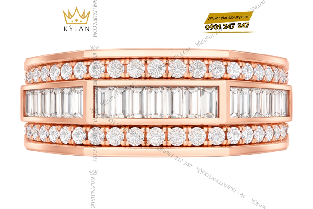 Nhẫn nam vàng hồng Au750 đính kim cương 3 Nhẫn nam vàng hồng Au750 đính kim cương