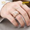 Nhẫn nam vàng hồng Au750 đính kim cương