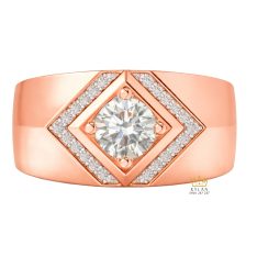 Nhẫn nam vàng hồng Au750 đính kim cương