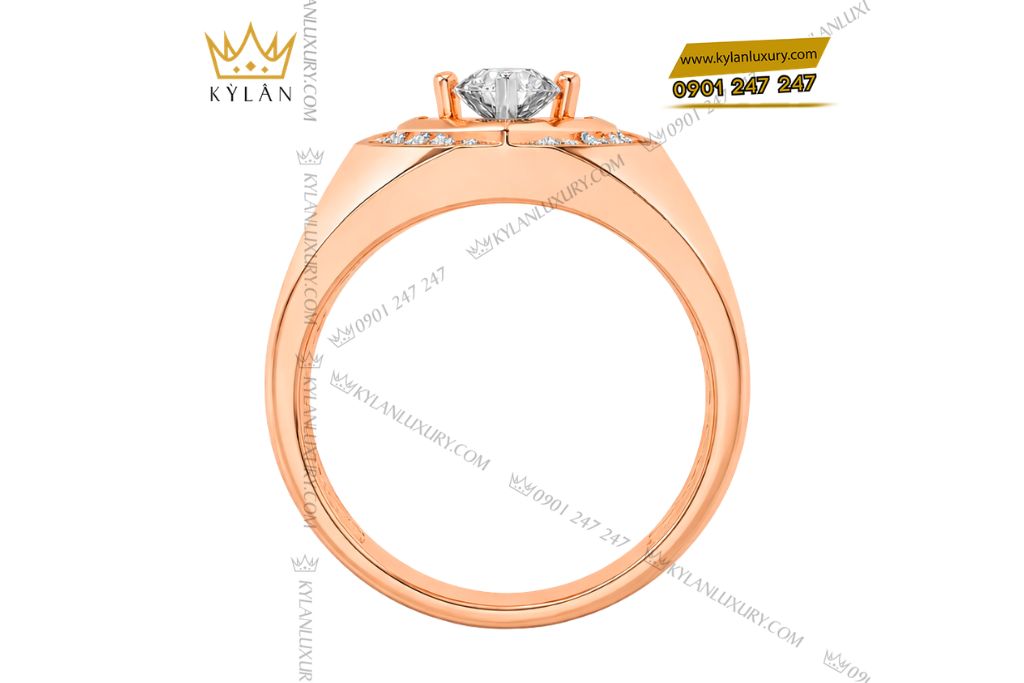Nhẫn nam vàng hồng Au750 đính kim cương