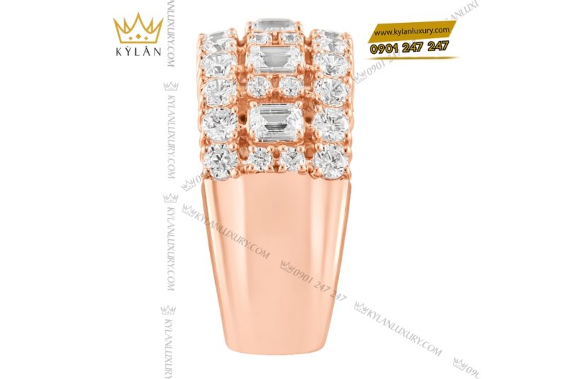 Nhẫn nam vàng hồng Au750 đính kim cương