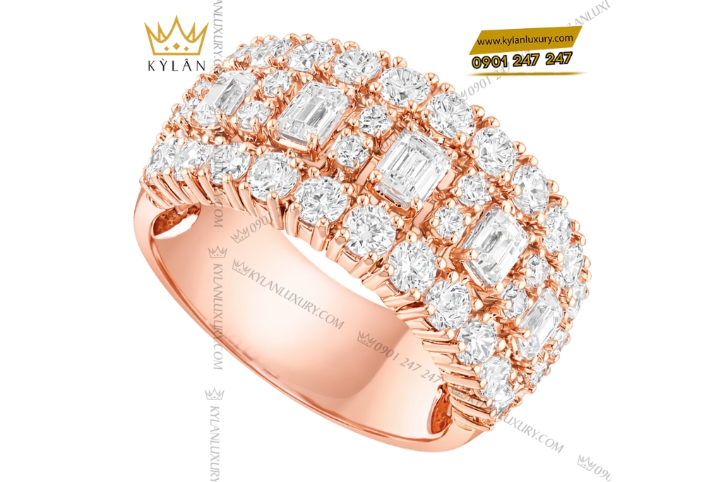 Kỳ Lân Luxury Nhan nam vang hong Au750 dinh kim cuong 5 3 Nhẫn nam vàng hồng Au750 đính kim cương