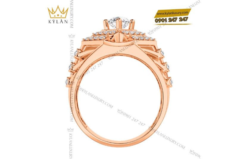 Nhẫn nam vàng hồng Au750 đính kim cương