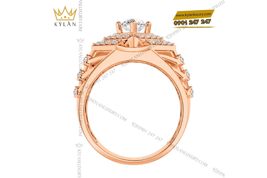 Nhẫn nam vàng hồng Au750 đính kim cương