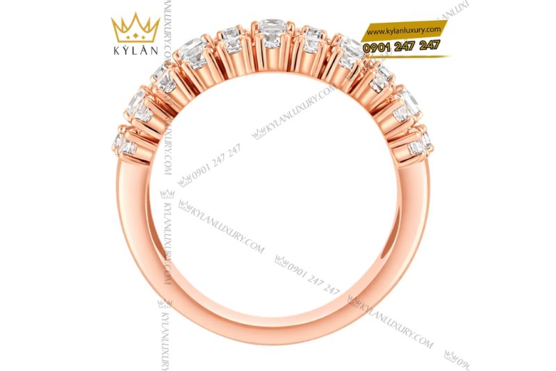 Nhẫn nam vàng hồng Au750 đính kim cương