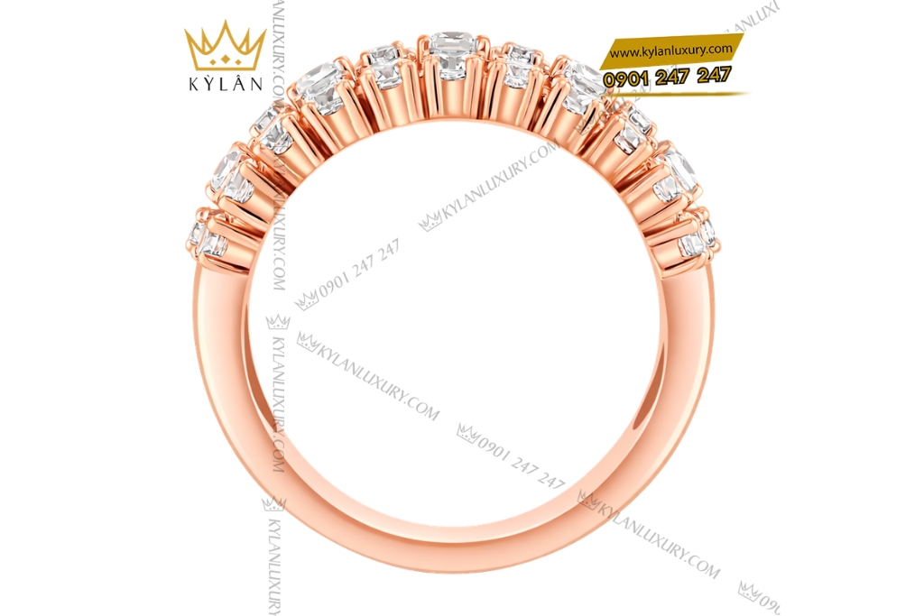 Nhẫn nam vàng hồng Au750 đính kim cương