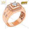 Nhẫn nam vàng hồng Au750 đính kim cương