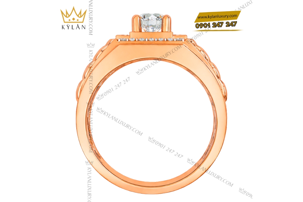 Nhẫn nam vàng hồng Au750 đính kim cương