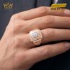 Nhẫn nam vàng hồng Au750 đính kim cương