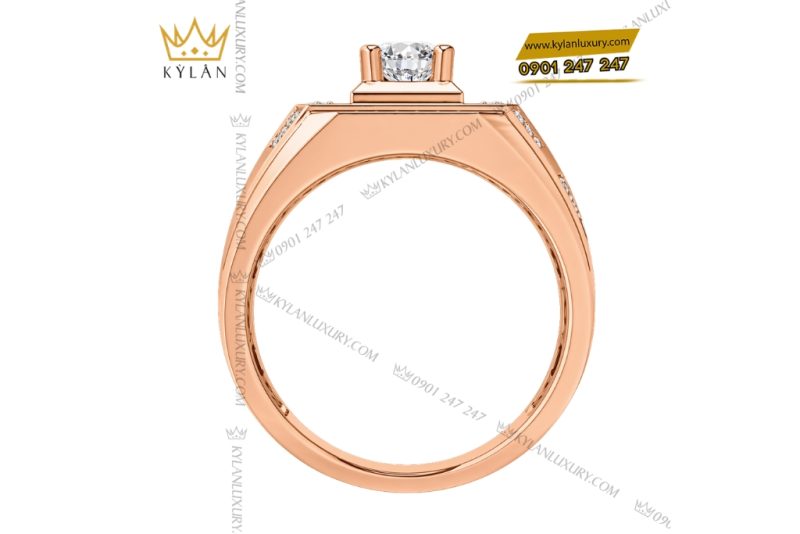 Nhẫn nam vàng hồng Au750 đính kim cương