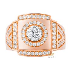 Nhẫn nam vàng hồng Au750 đính kim cương