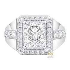 Nhẫn nam vàng trắng Au750 đính kim cương