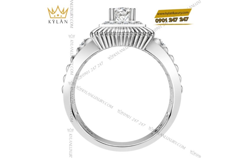 Nhẫn nam vàng trắng Au750 đính kim cương