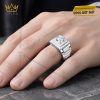 Nhẫn nam vàng trắng Au750 đính kim cương